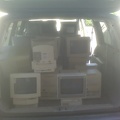 Selling monitors out the back of the van.jpg